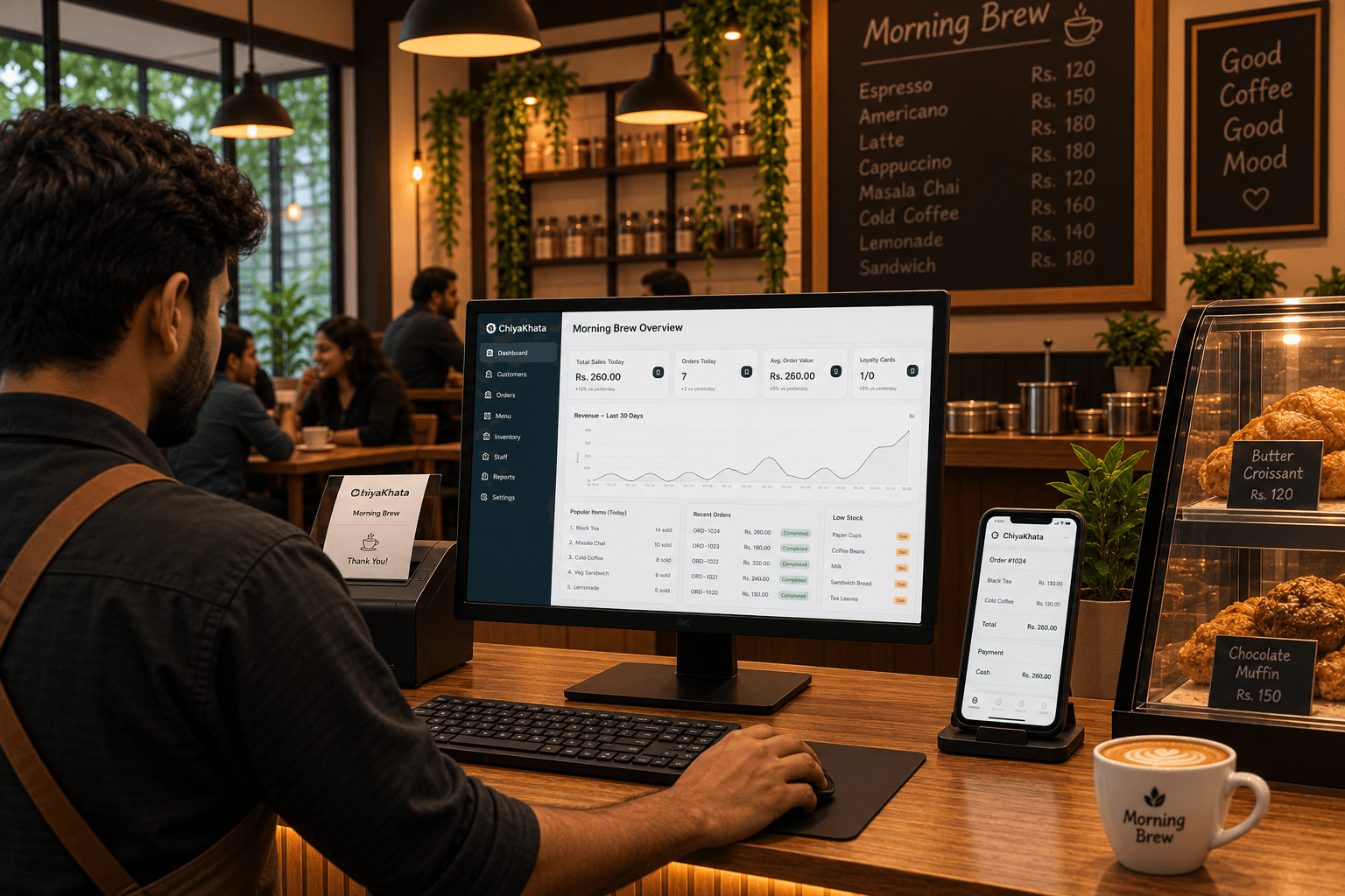 Cafe billing software workflow for Nepal cafe counters