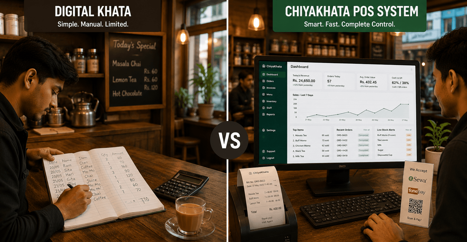 Digital khata compared with POS software for Nepal shops